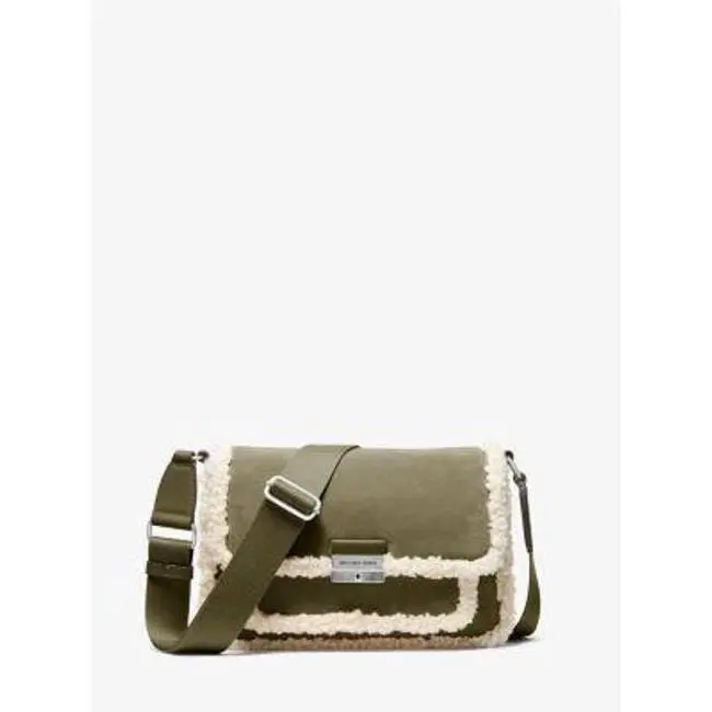 Michael Kors Olive Bradshaw Medium Suede and Shearling Messenger Bag