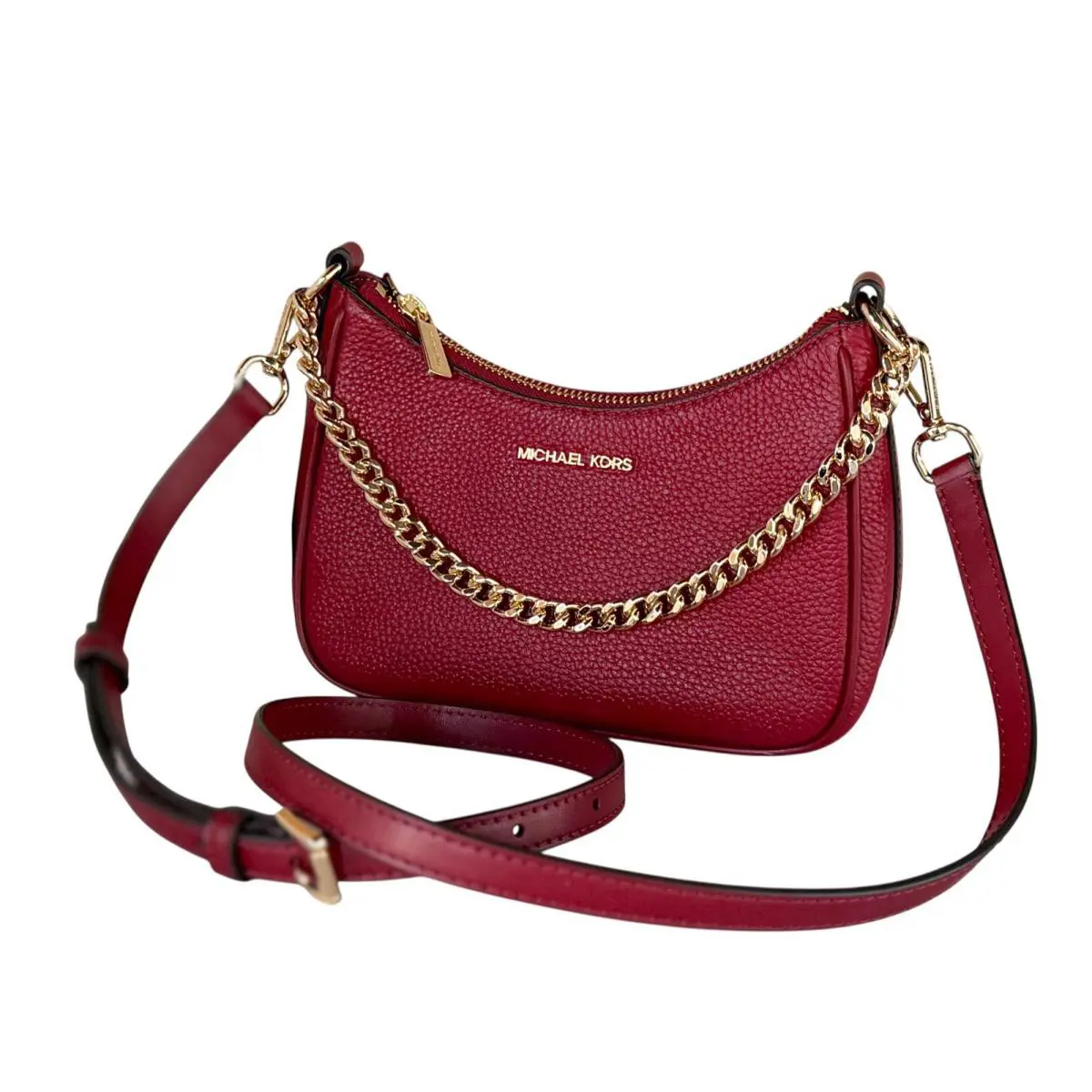 Michael Kors Jet Set Travel SM Shoulder Chain Convertible Crossbody Bag Cherry