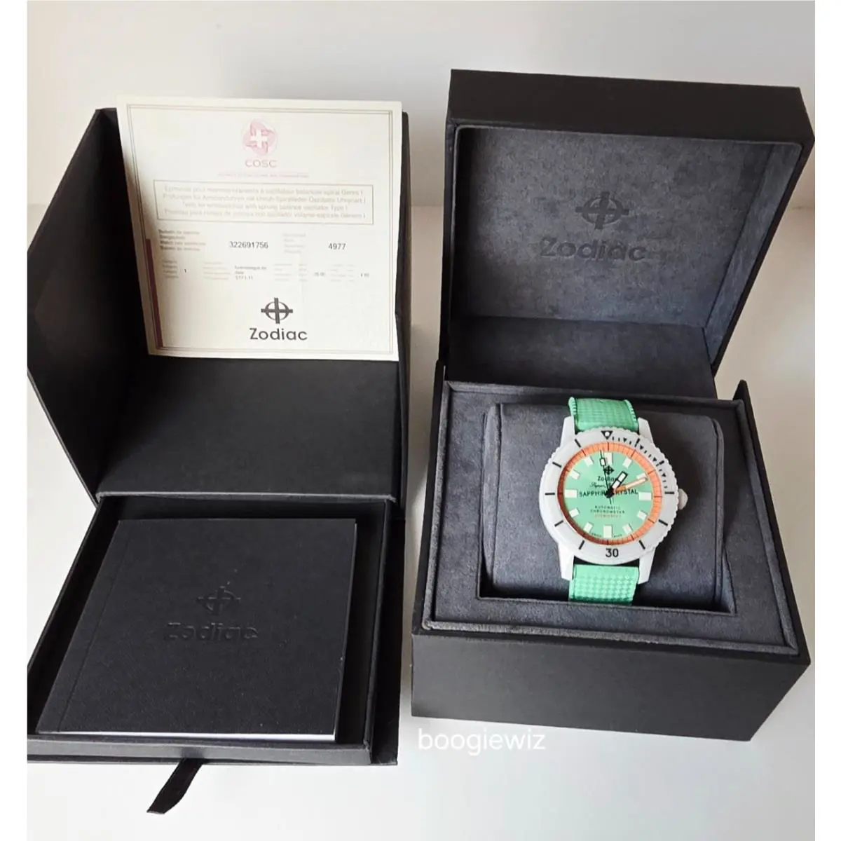 Zodiac Swiss Ceramic Super Sea Wolf Compression Auto Diver Watch 41mm ZO9592NIB