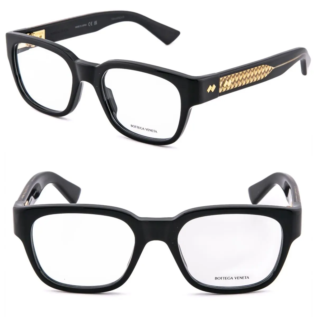 Bottega Veneta Intrecciato 1403 BV1403O Black Gold Optical Eyeglasses 001 52mm