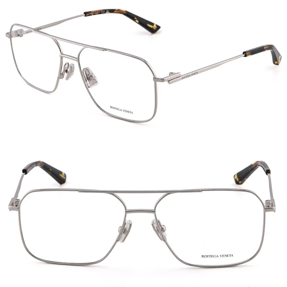 Bottega Veneta 1384 Classic BV1384O Silver Optical Pilot Metal Eyeglasses 002 - Frame: Silver