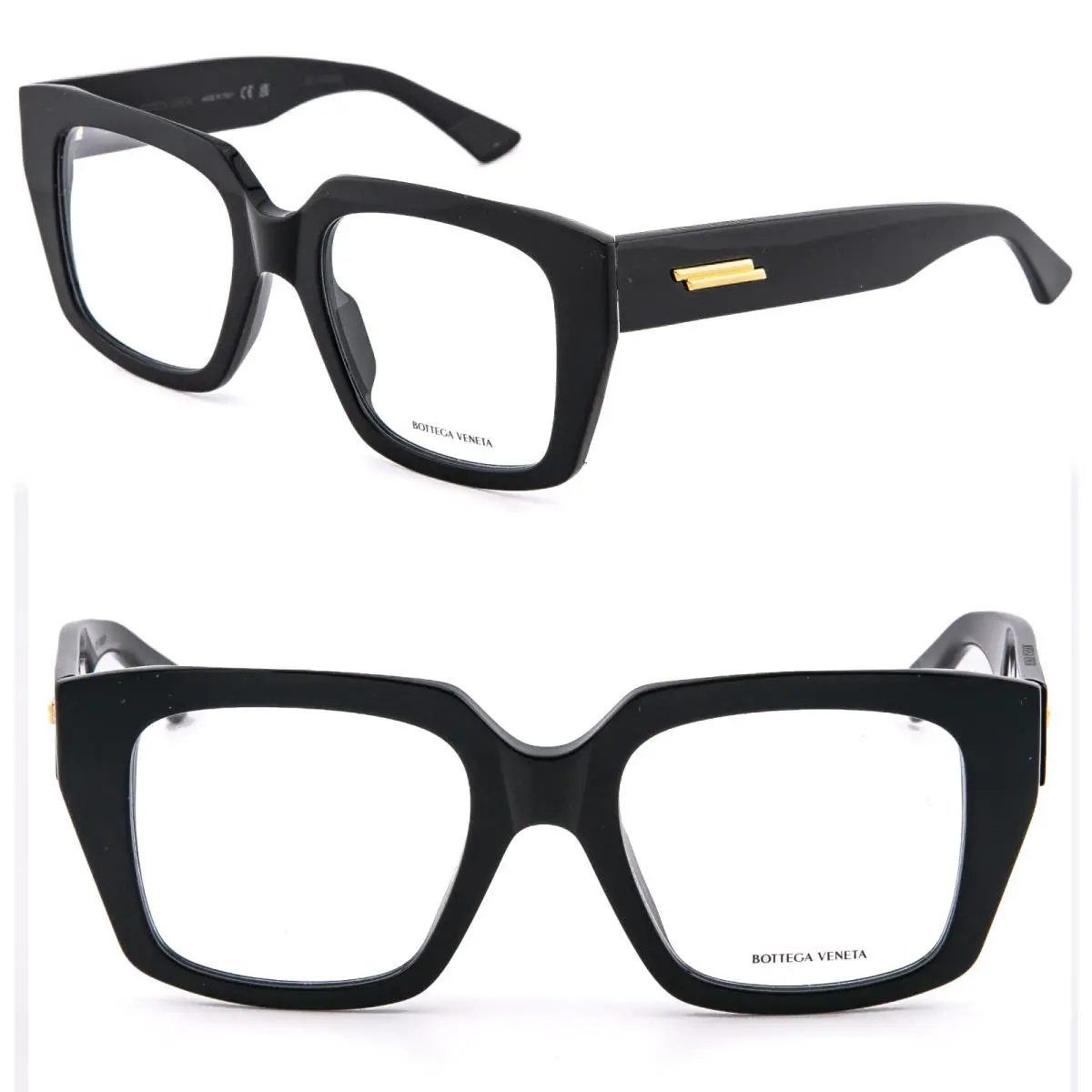 Bottega Veneta Mitre 1409 BV1409O Black Gold Ribbon Optical Eyeglasses 001 51mm