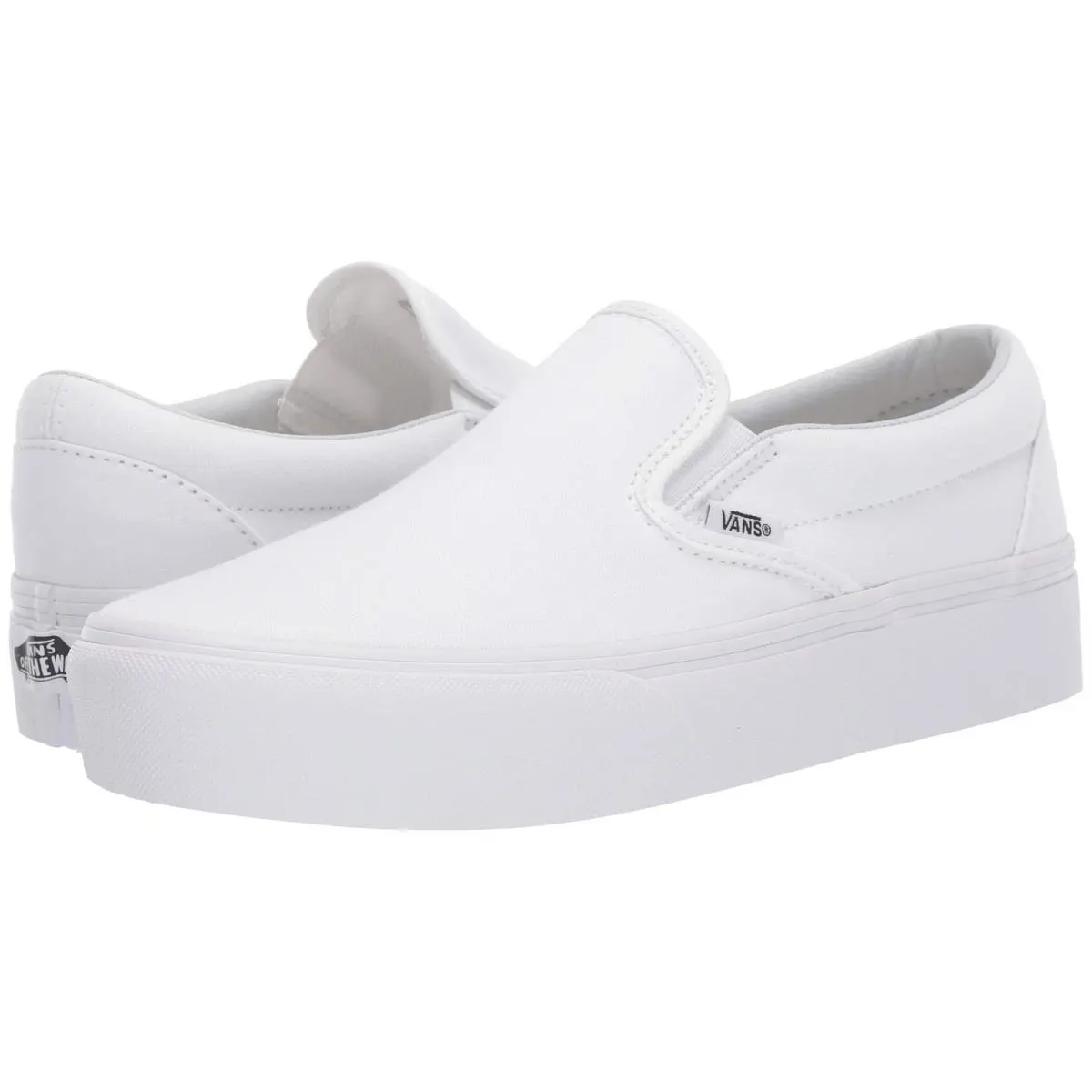 Vans Unisex Classic Slipon Platform Shoes True White - White