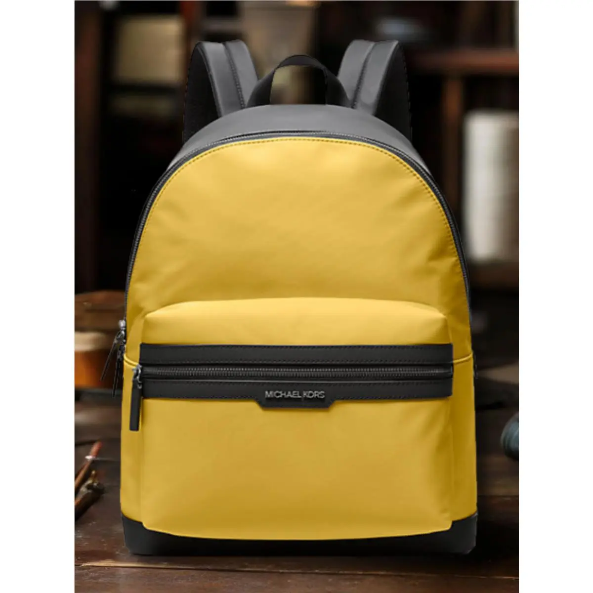 Michael Kors Lautner Men`s Nylon Dome Backpack Travel School Laptop Bag Honey