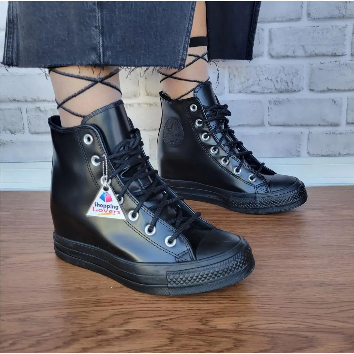 ⭐converse Chuck Taylor All Star Wedge Platform Hi 7 Patent Leather Shoes A12827C