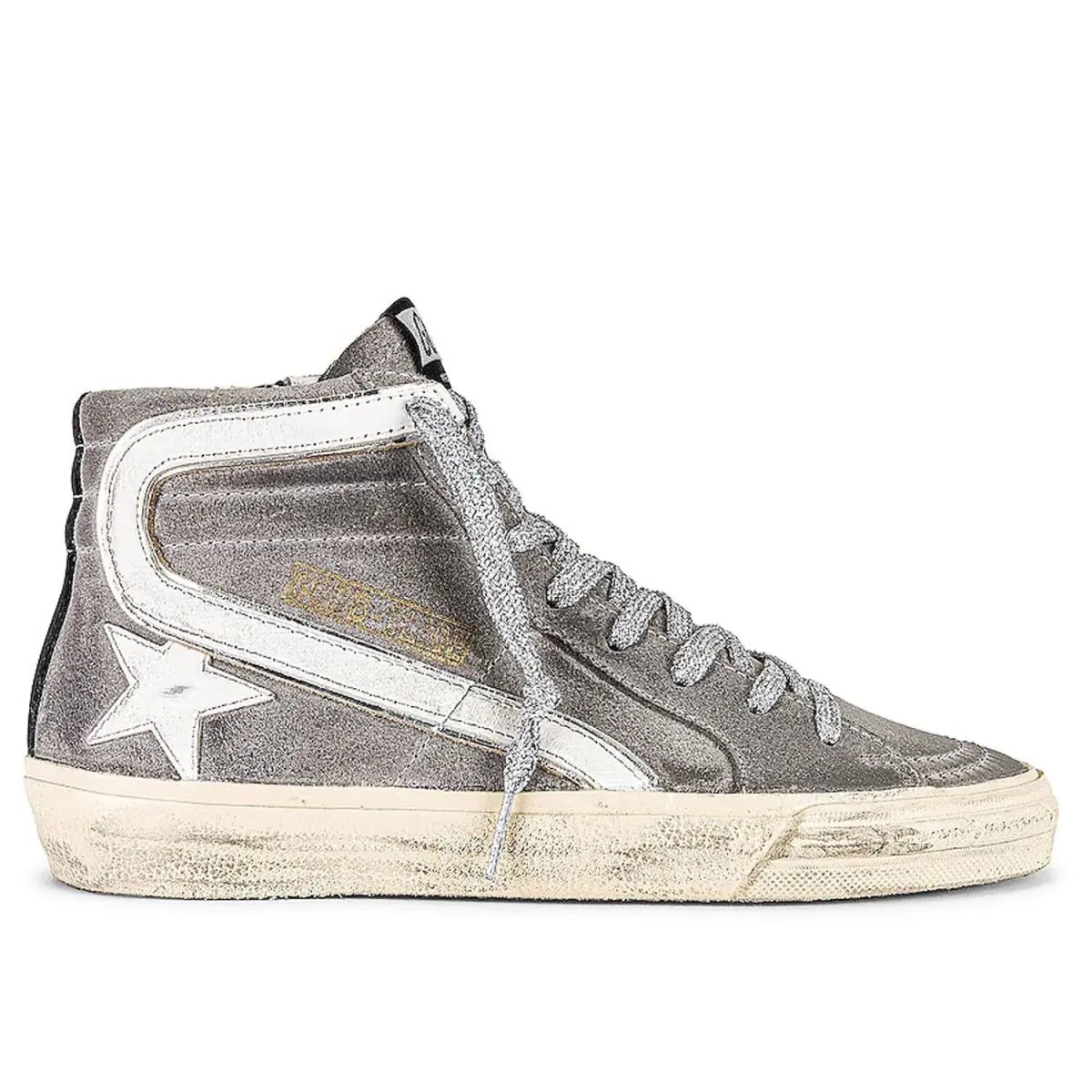 Golden Goose Slide Waxed Suede Upper Leather Wave Womens Distressed Sneakers - Multicolor, way: Mud/White/Black