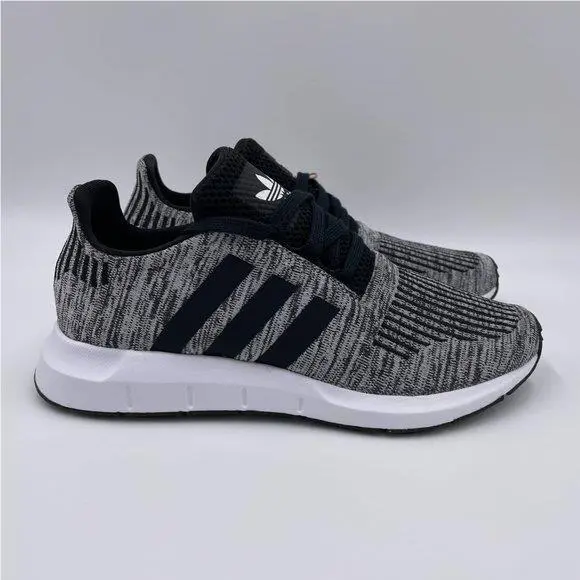 Adidas Swift Run J Cloud White Black Knit Running Sneakers EE7022 IF2974