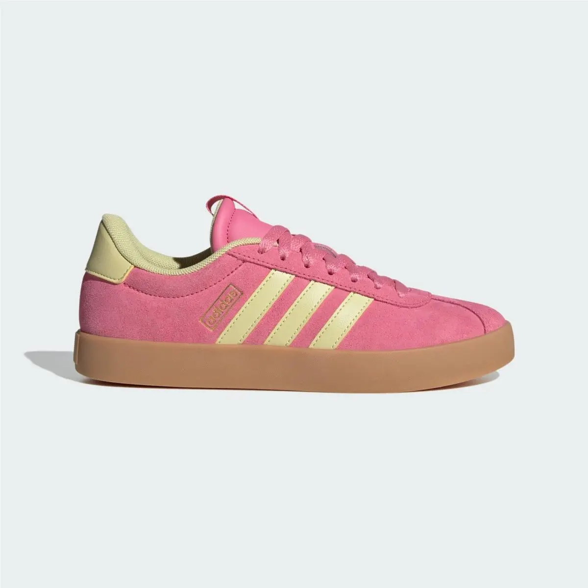 Adidas Women`s Vl Court 3.0 Shoes Pink /powder Yellow/gold Metallic JR8647