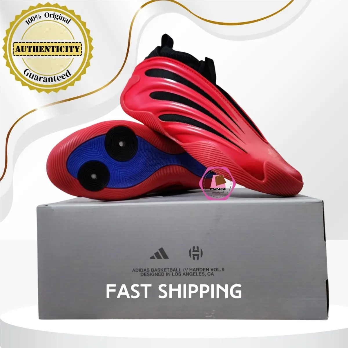 2025 Adidas Harden Vol. 9 Red Metallic Basketball Sneakers JS1304 Size 8-13