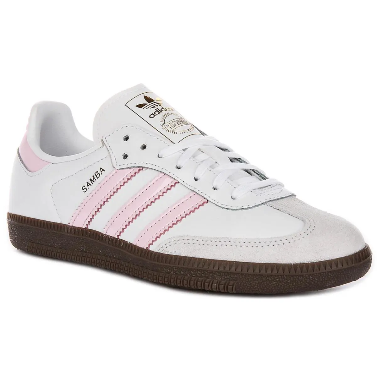 Adidas Samba Og J 3-Stripes Retro Youth Girls Sneaker In White Pink US 4 - 7
