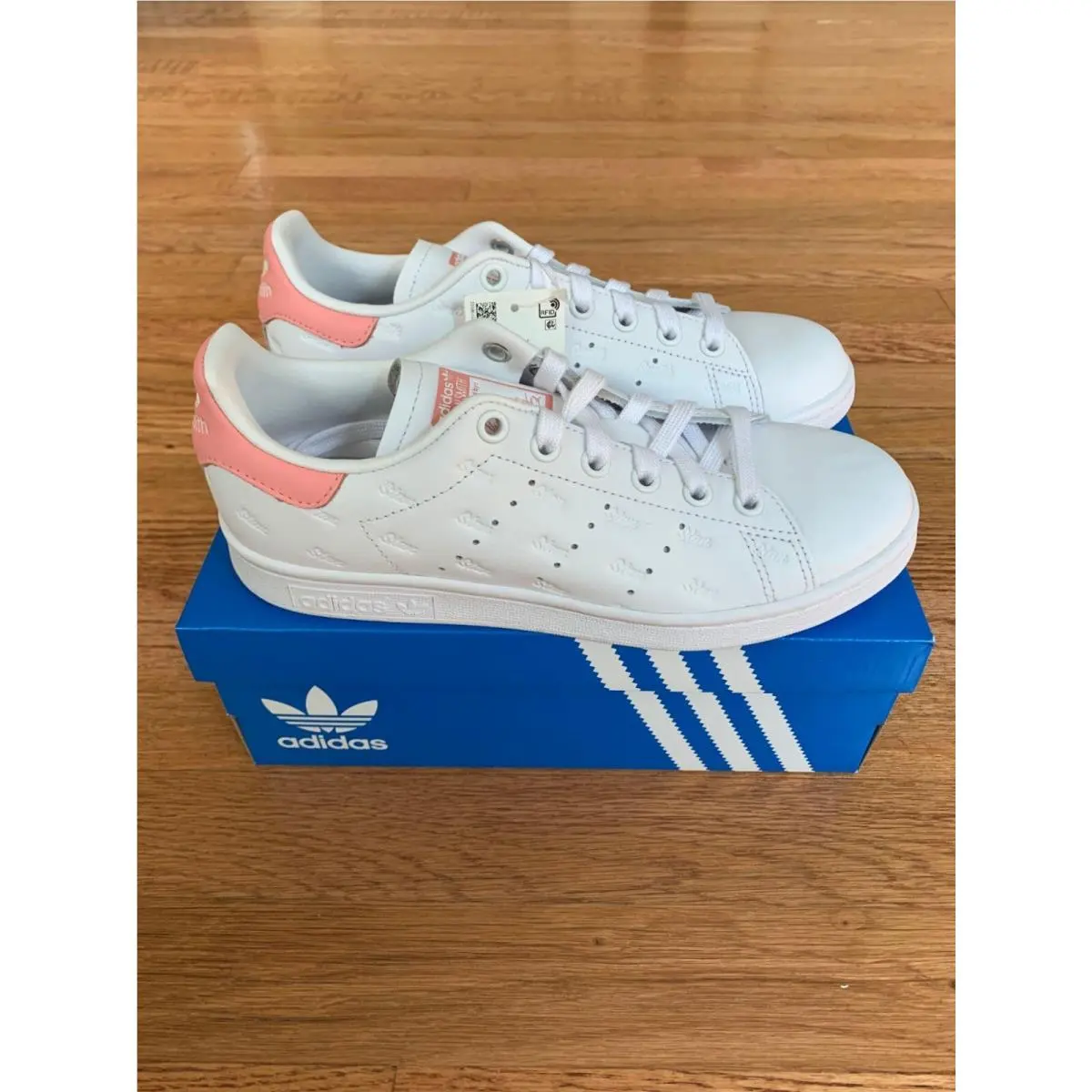 Adidas Stan Smith Cloud White Glow Pink Leather Sneakers Womens EF6865