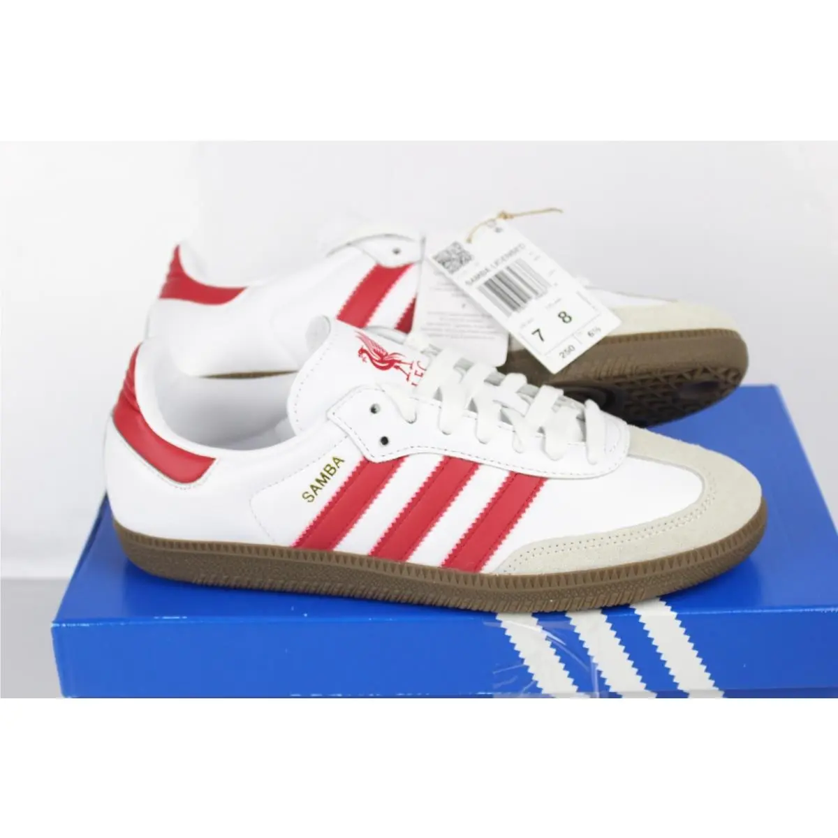 Adidas Samba Liverpool Licensed Sneakers Men`s 7 / Women`s 8 White Red JQ4041