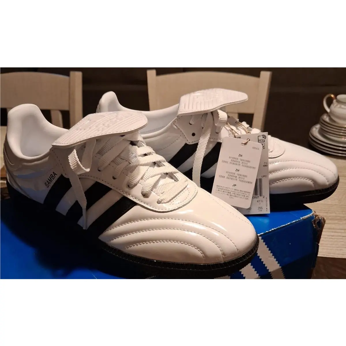 Adidas Samba LT W Patent Leather White Black Sneaker JI2706 Women Size 9