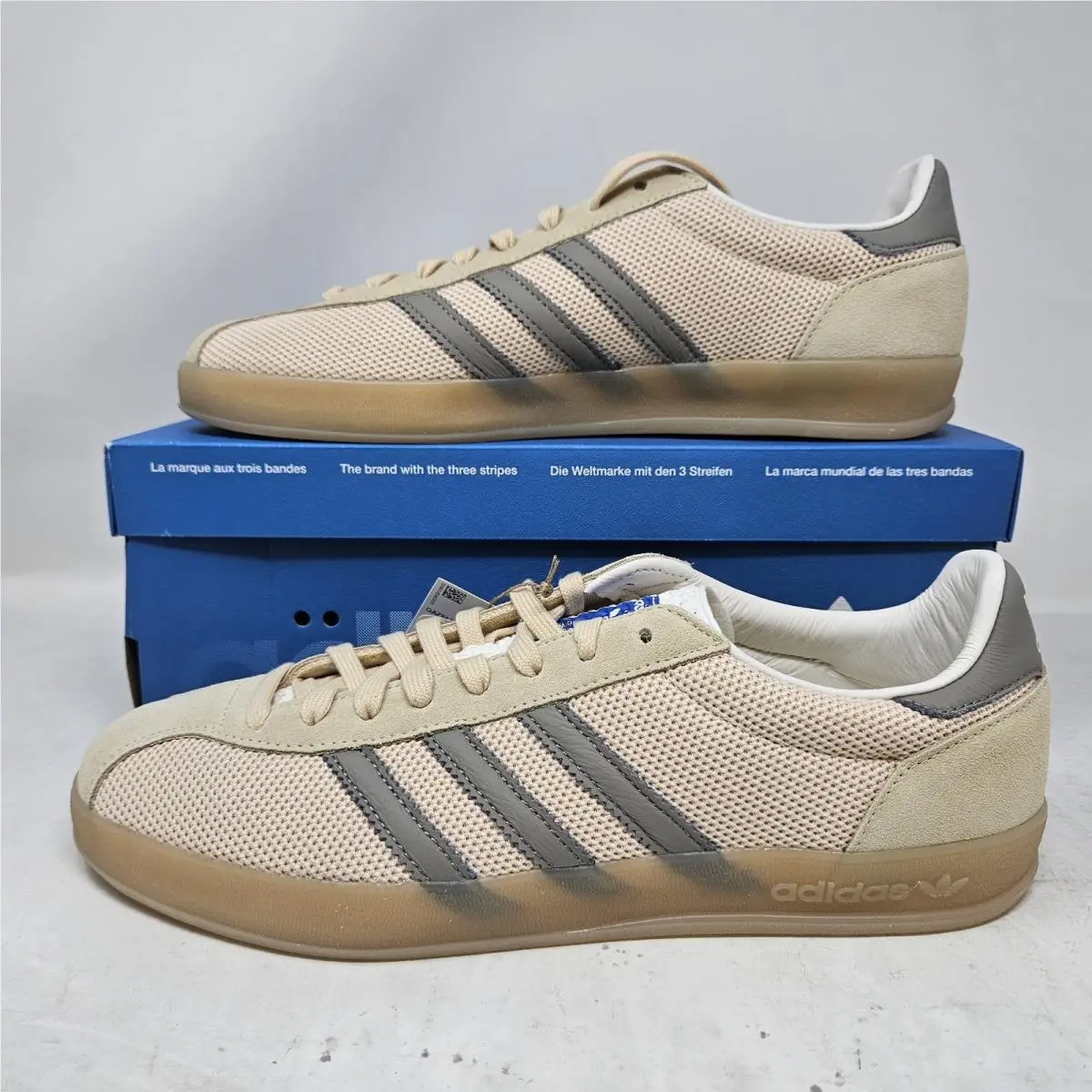 Adidas Gazelle Indoor Charcoal JS0667 Pro Beige Tan Yellow Sneaker Mens Sz 10.5