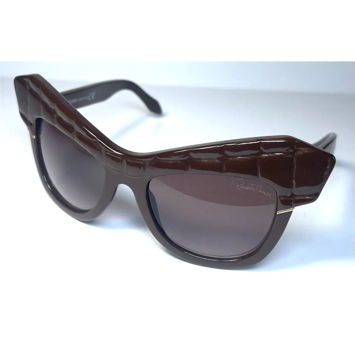 Roberto Cavalli Wild Diva Chocolate Brown Croc Print 750S Sunglasses + Case