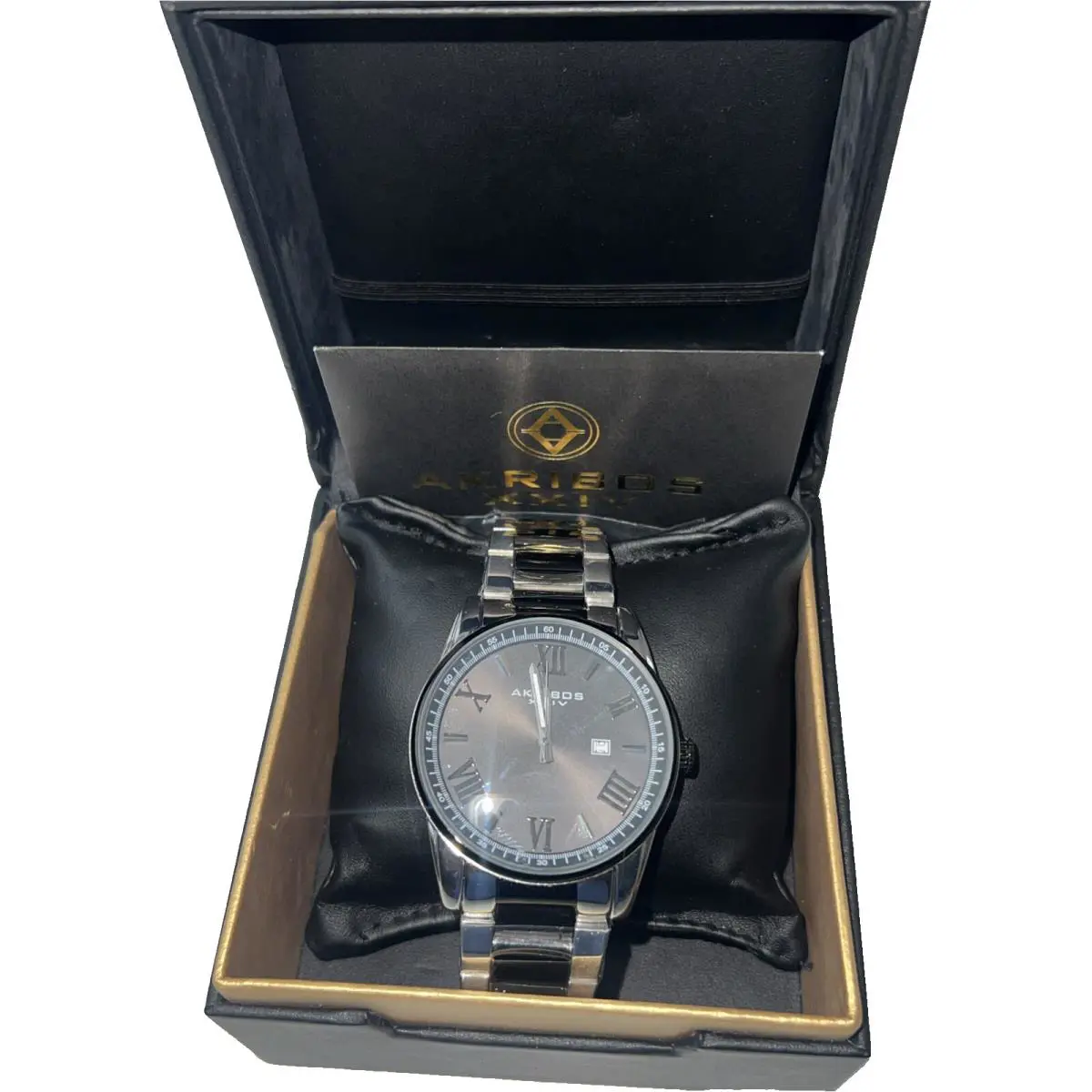 Akribos Xxiv AK936TTB Men`s Two-tone Black Dial Stainless Steel Bracelet Watch