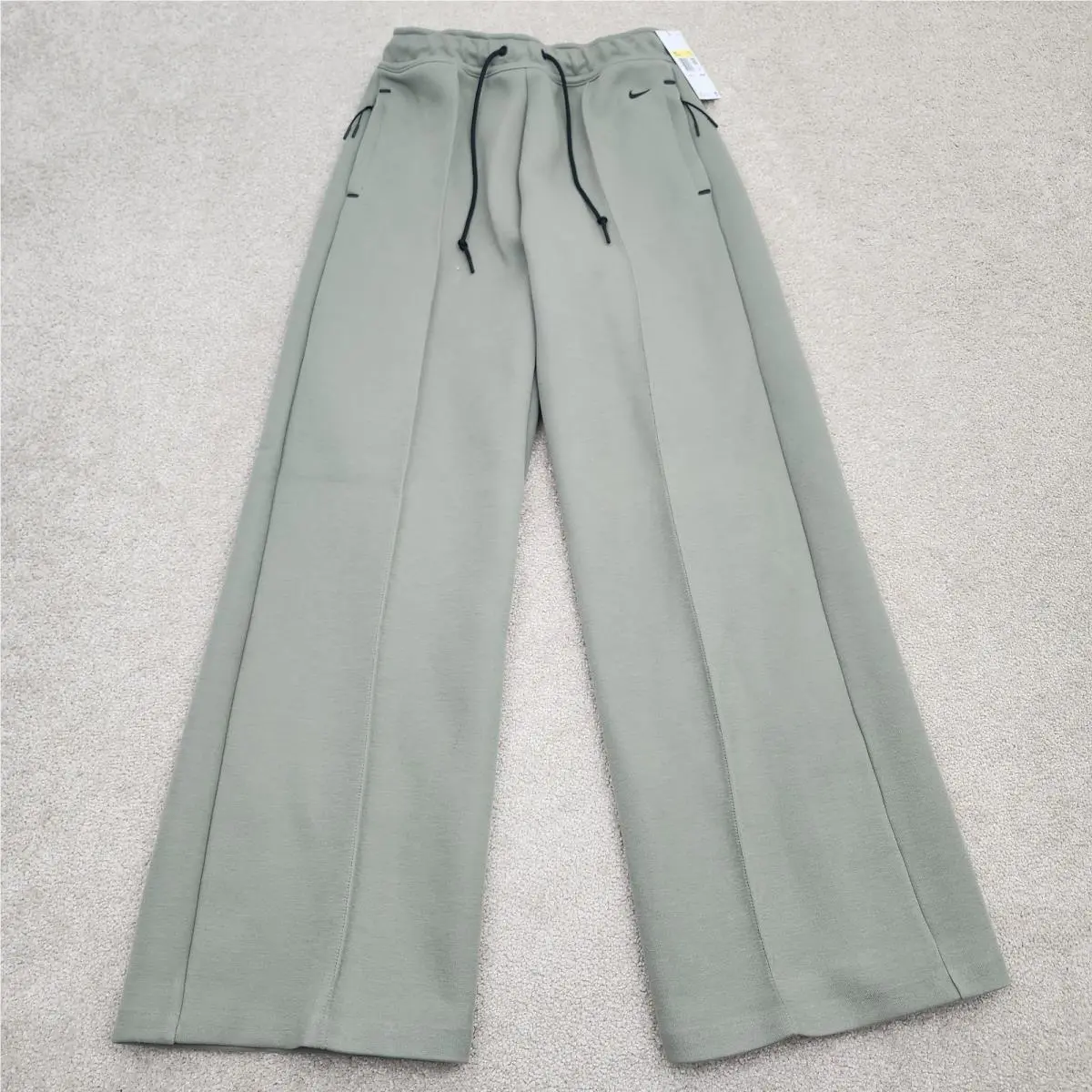 Nike Men Small Tech Fleece Pants Straight Leg Stacked Length Green HJ0695-320