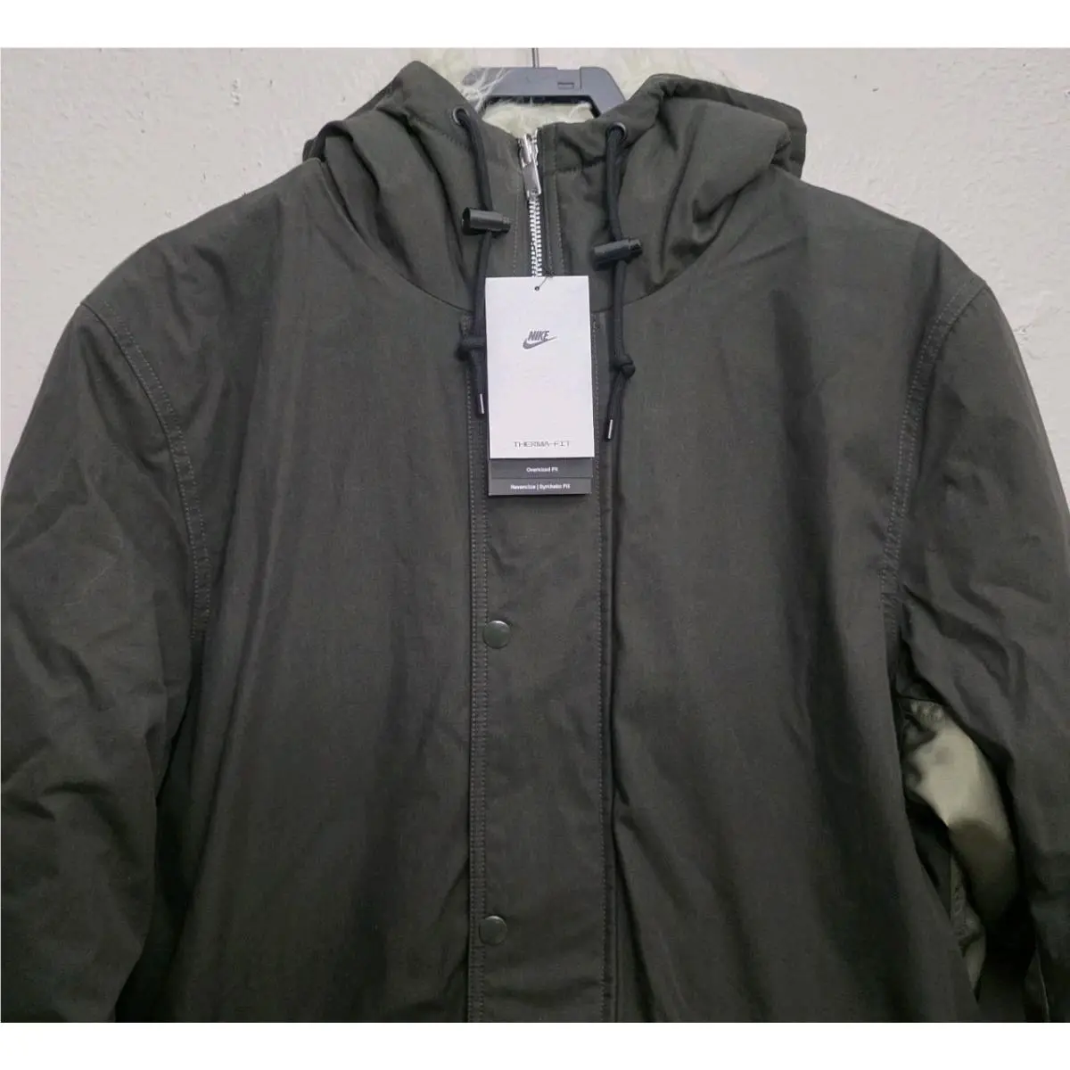 Nike clothing - Nike Sportswear Therma-Fit Reversible Sideline Parka Jacket - DD6775-355 - Sequoia (UPC: 195242731024) 0