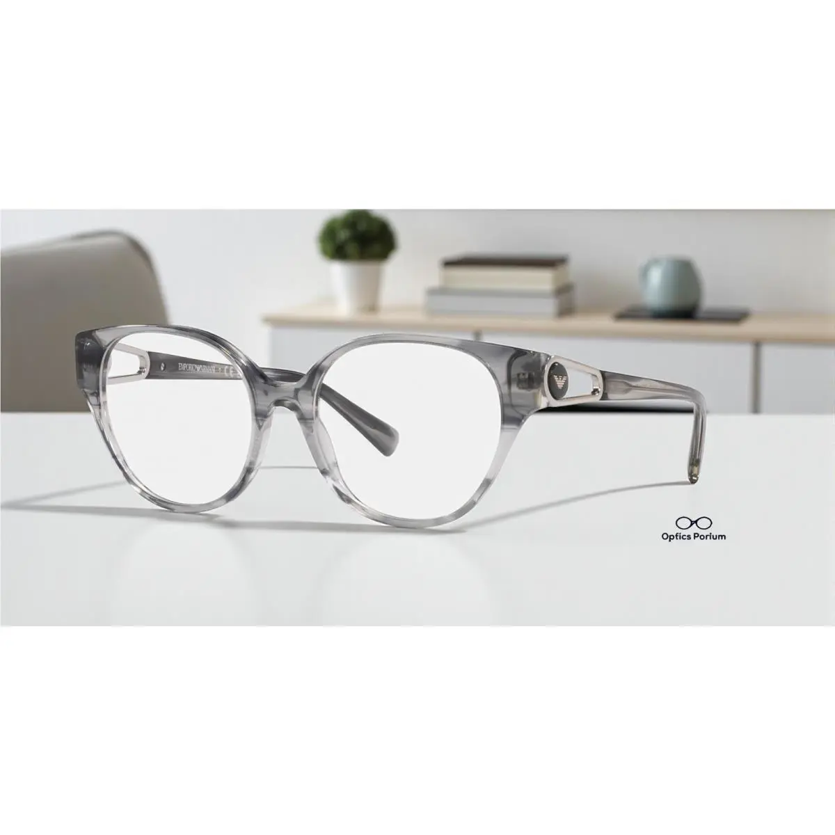 Emporio Armani EA3211 5035 Shiny Striped Grey Demo Lens 53 mm Women`s Eyeglasses