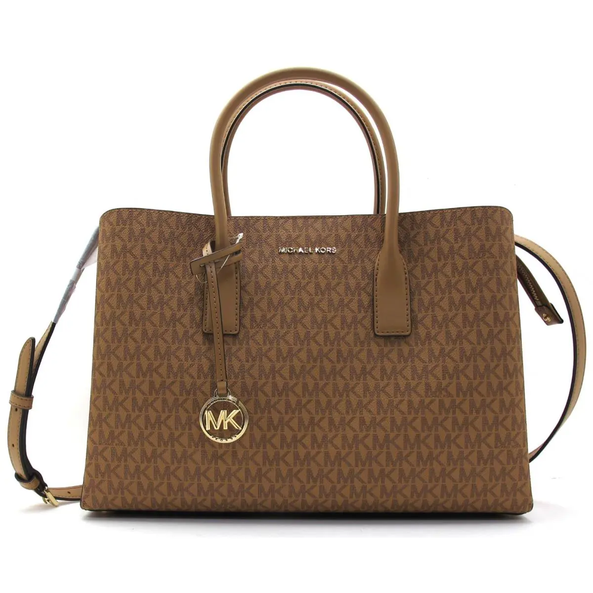 Auth. Michael Kors Ruthie Large Satchel Center Zip Tote MK Logo Pale Peanut
