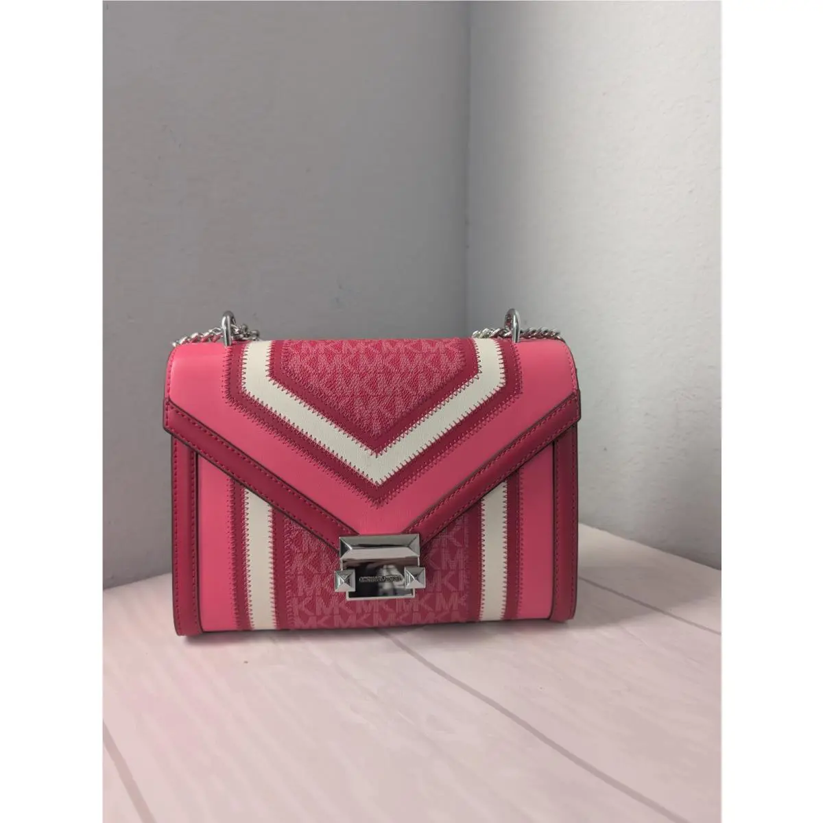 Michael Kors Whitney Medium Color Block and Signature Logo Shoulder Bag