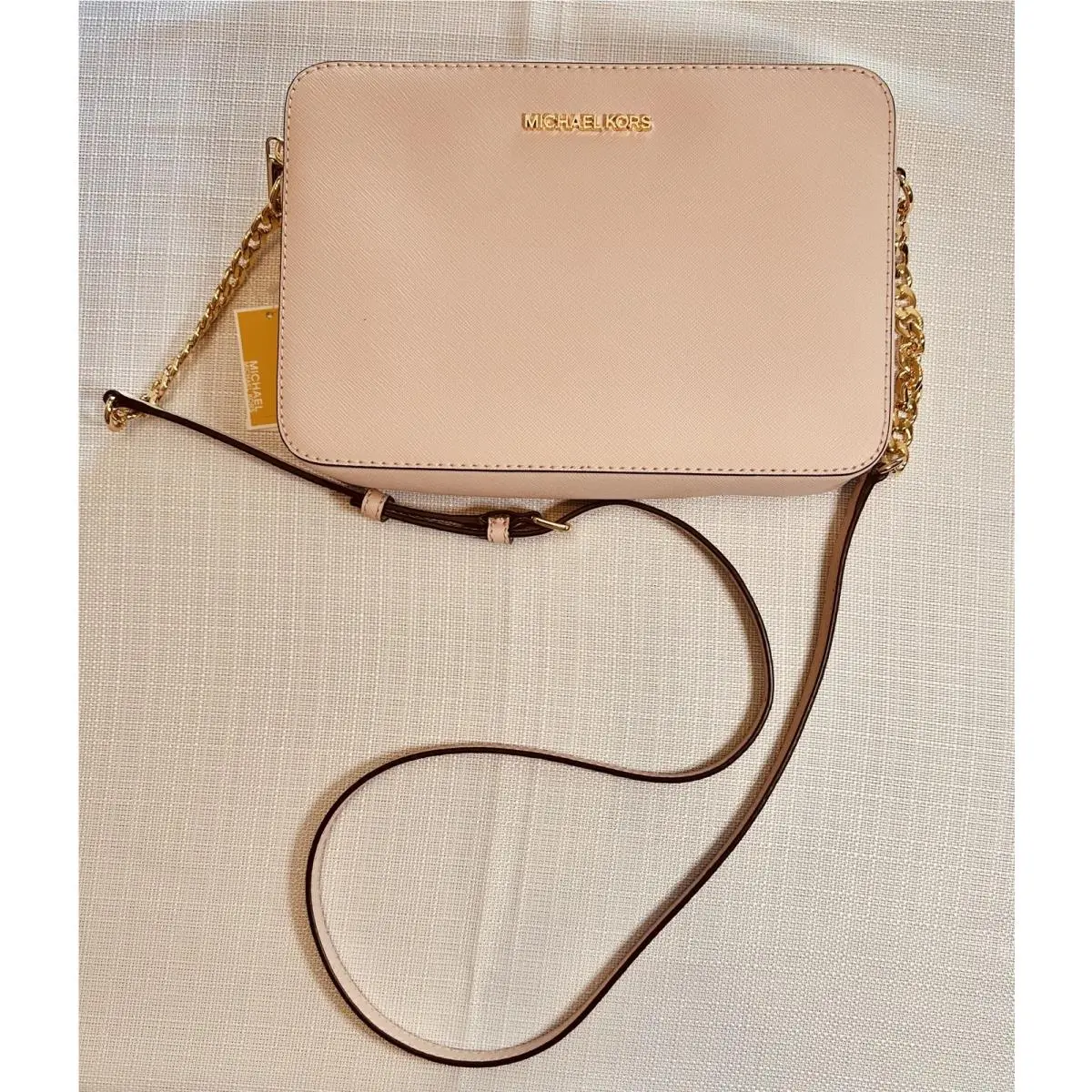 Michael Kors Jet Set Saffiano Leather Crossbody Bag 35T8GTTC9L Powder Blush