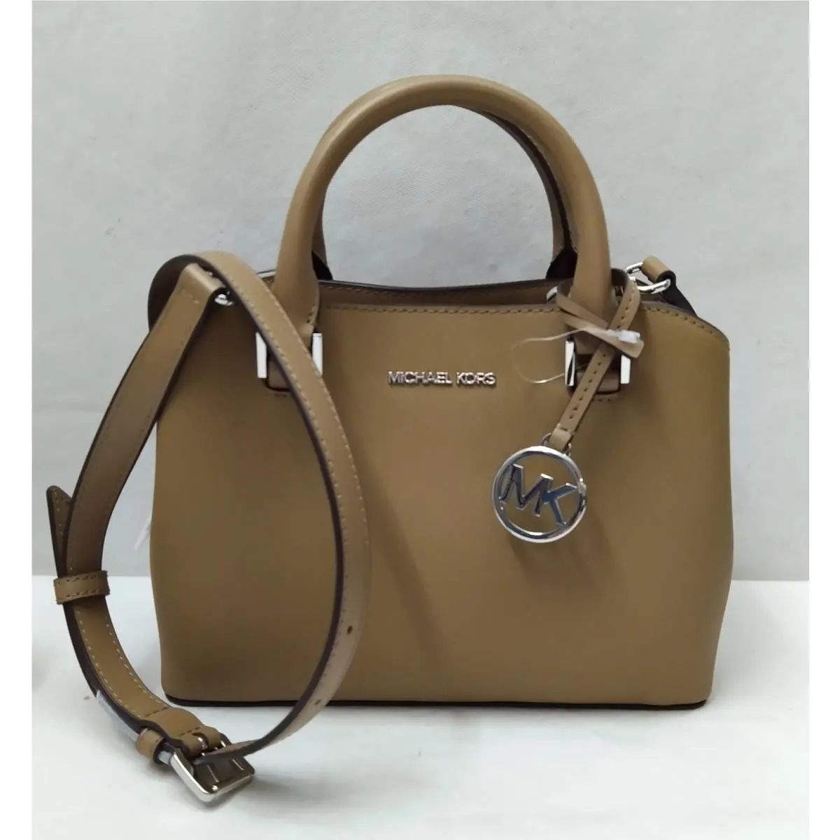 Michael Kors Savannah Brown Leather Double Handles Satchel Bag
