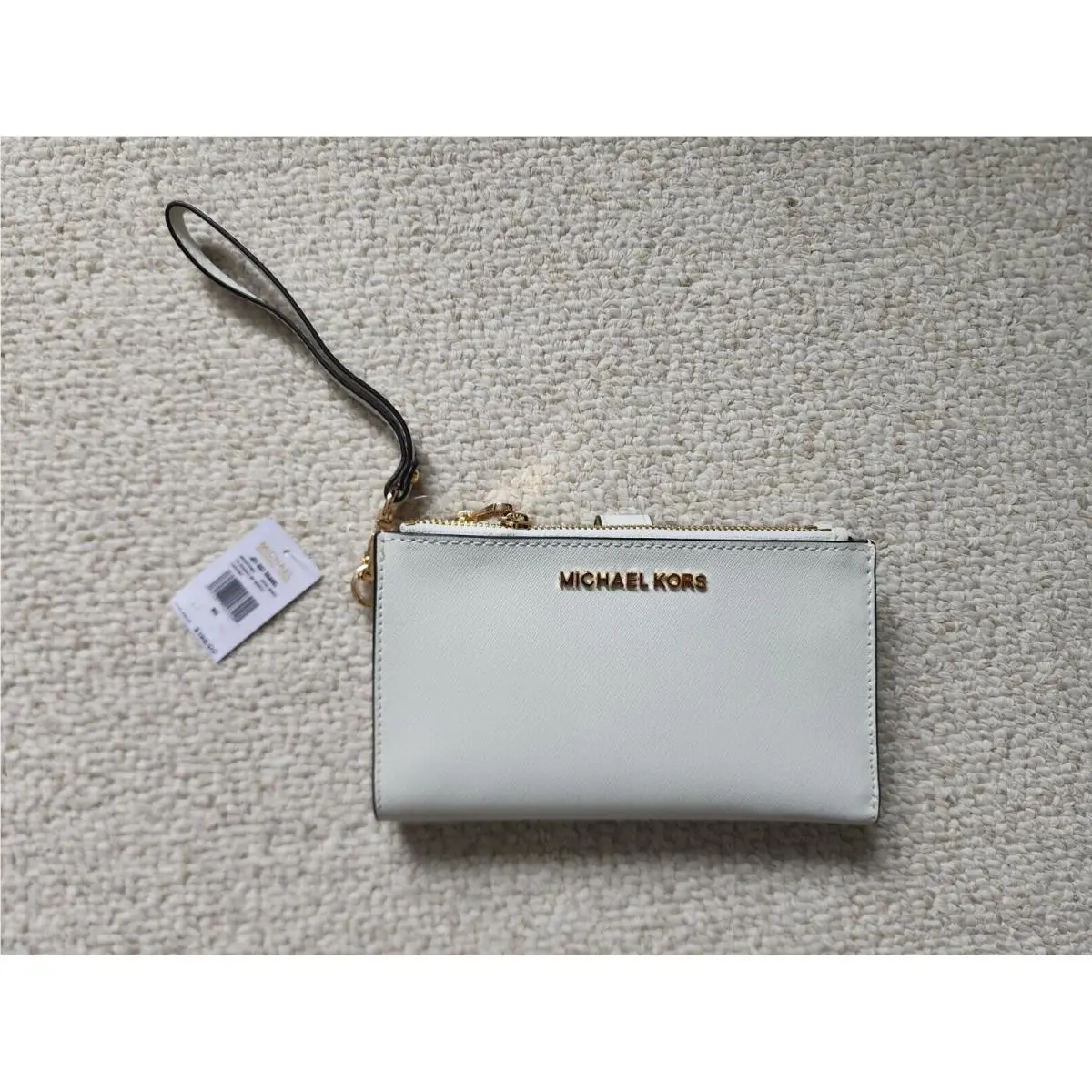 Michael Kors Jet Set Travel Double Zip Wristlet - Optic White/gold