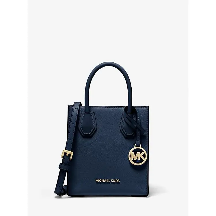 Michael Kors Mercer Extra-small Pebbled Leather Crossbody Bag - Navy