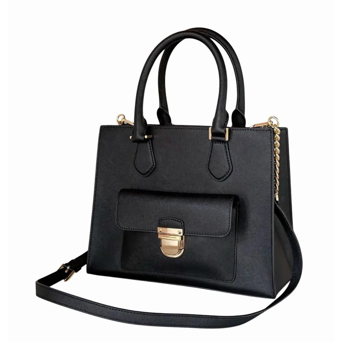 Michael Kors Selma Bridgette MD East West Satchel Shoulder Crossbody Bag Black
