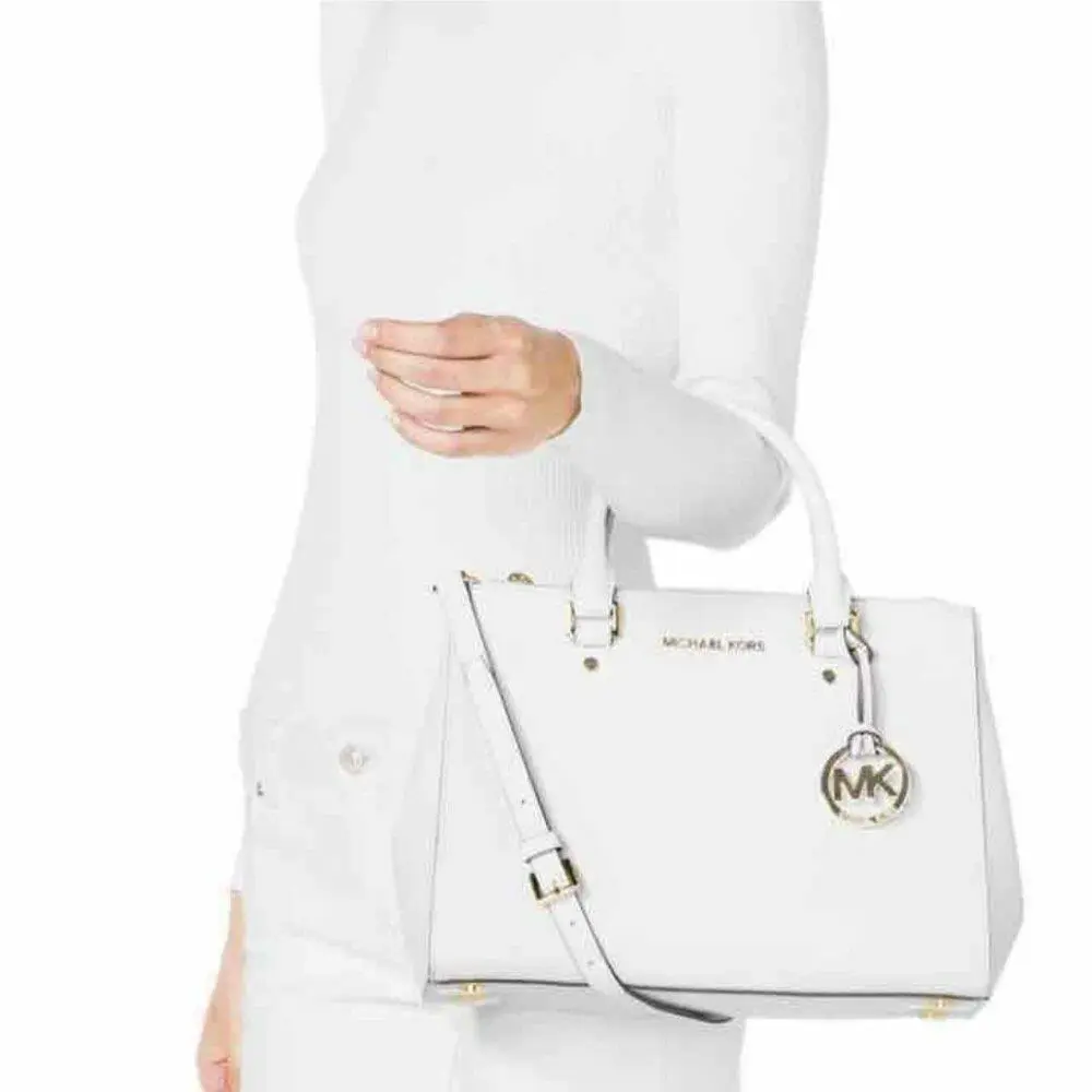 Michael Kors White Sutton Leather Satchel