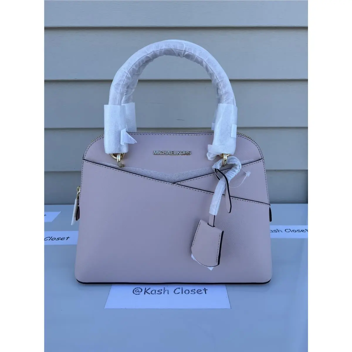 Michael Kors Satchel Purse Medium Dome Satchel Saffiano Leather Powder Blush