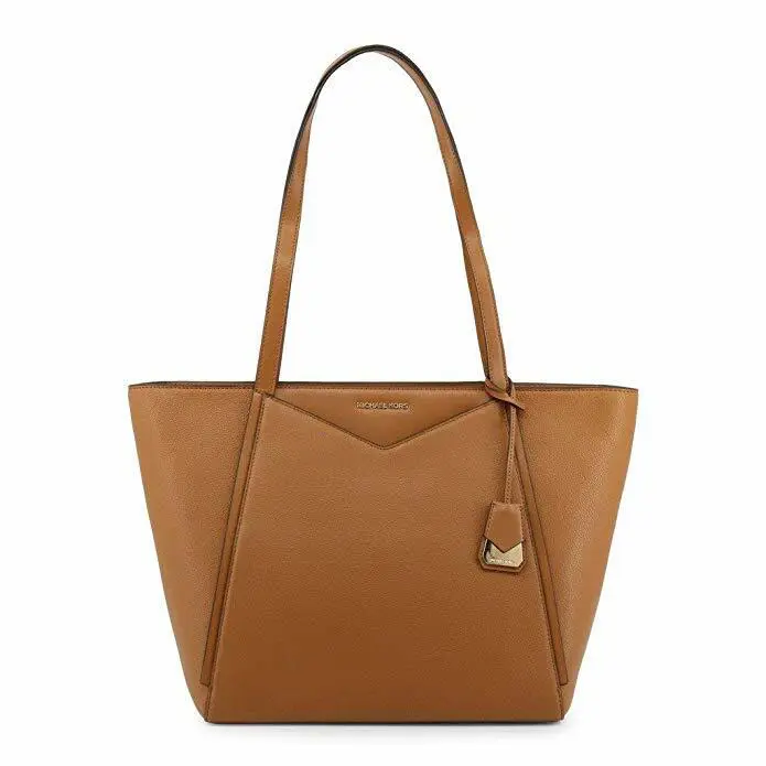 Kors Whitney Large Top Zip Brown Leather Tote Bag Purse X1107 - Exterior: Brown