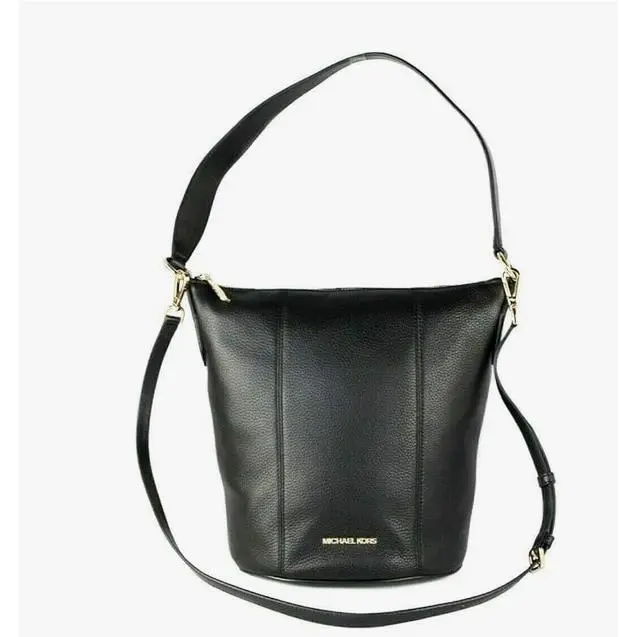 Michael Kors Brooke Bucket Messenger/shoulder Pebble Leather Black