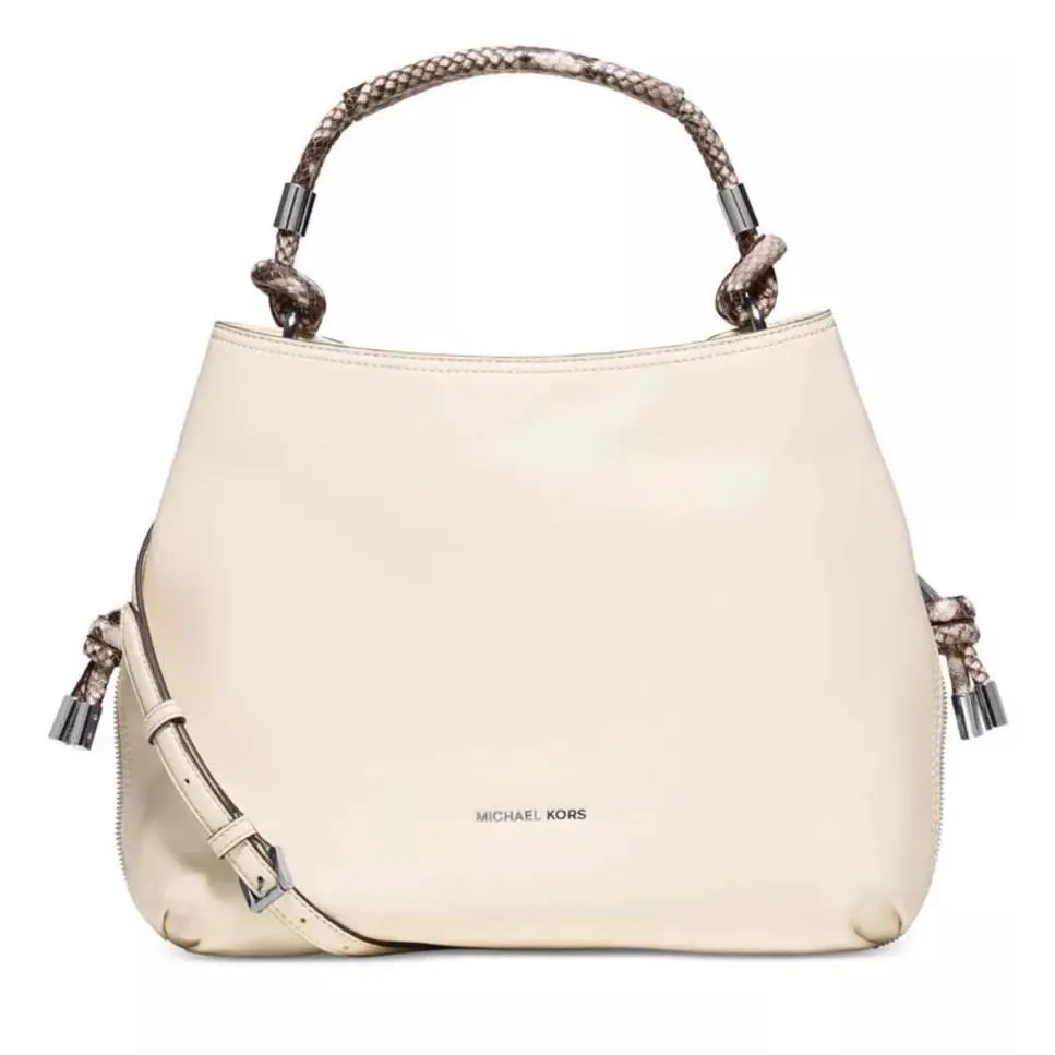 Michael Kors Isabel Convertible Shoulder Bag Ecru Ivory-silver-large Leather