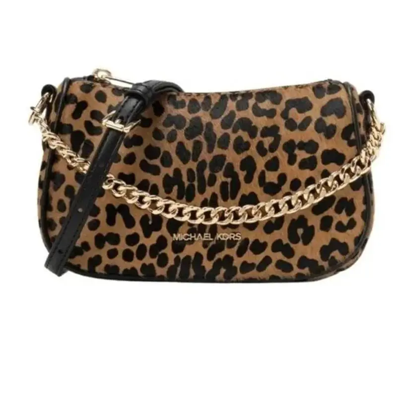 Michael Kors Carmela Small Leather Crossbody Haircalf Cheetah Print