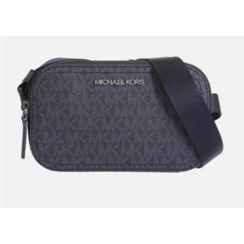 Michael Kors Cooper Signature Logo Zip Camera Bag Admiral Blue