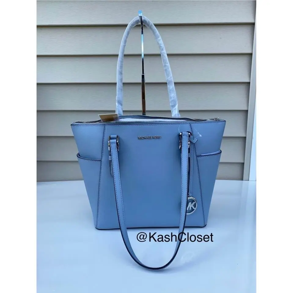 Michael Kors Tote Charlotte LG Top Zip Purse Pale Blue