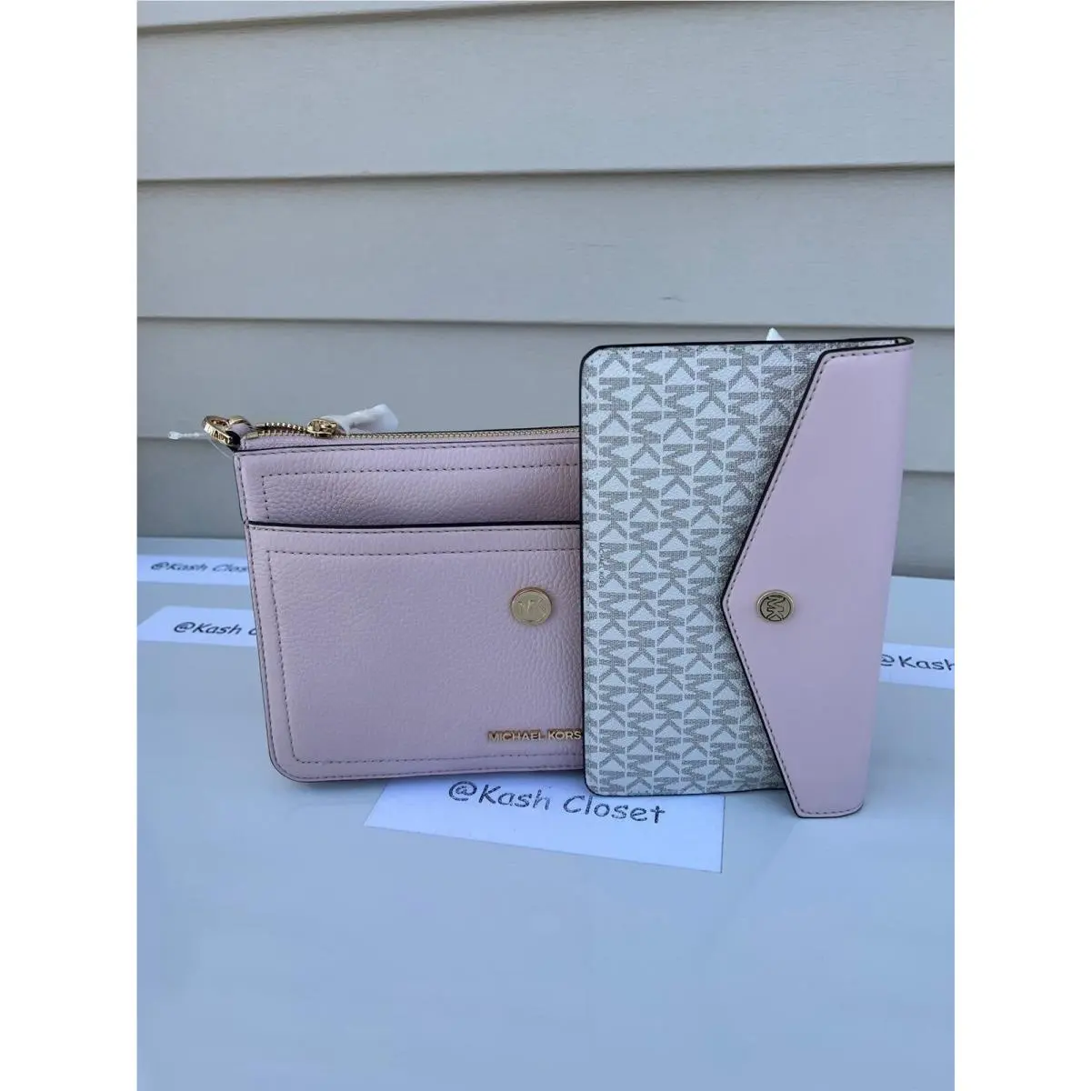 Michael Kors Crossbody Maisie 3 in 1 Medium Clutch Bag Leather Powder Blush