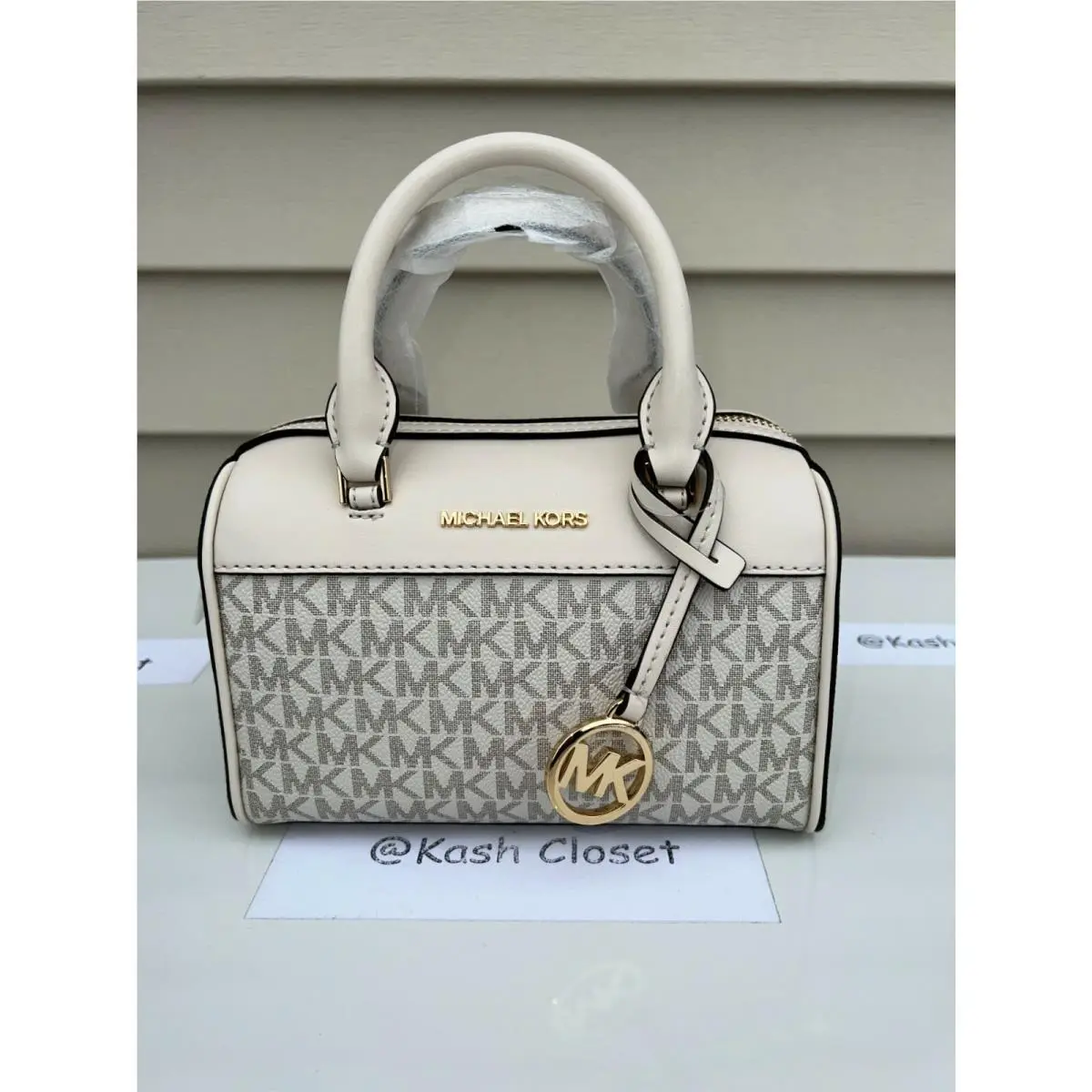 Michael Kors Duffle Crossbody XS Tavel Purse Light Cream Multi