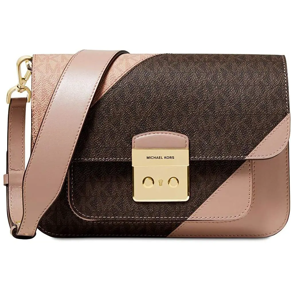 Kors X2303 Sloan Editor Two-tone Logo and Leather Shoulder Bag