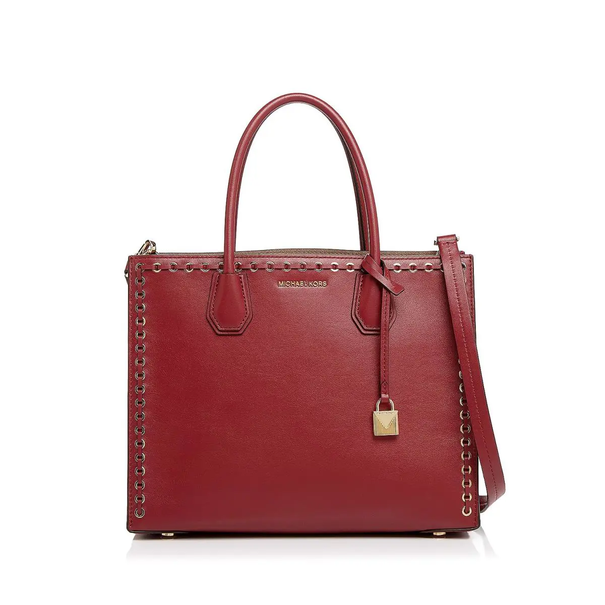 Michael Kors Mercer Grommet Large Leather Convertible Tote Mulberry