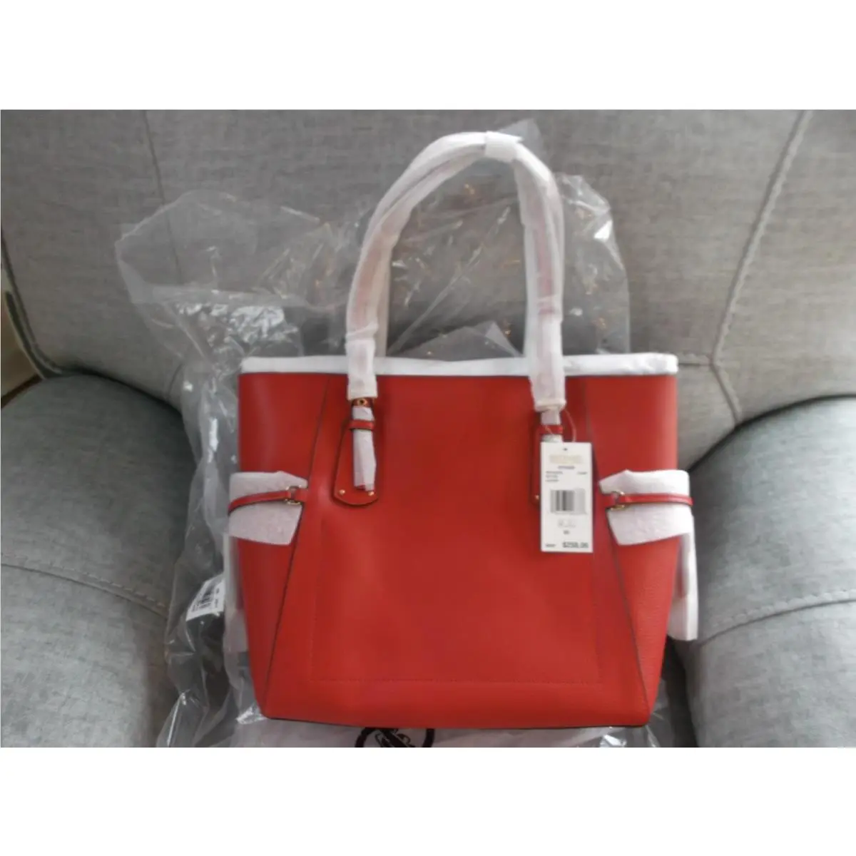 Voyager East West MK Signature Tote Shoulder Bag - Flame Red by Michael Kors
