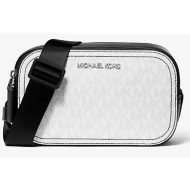 Michael Kors Cooper Signature Logo Zip Camera Bag Bright White