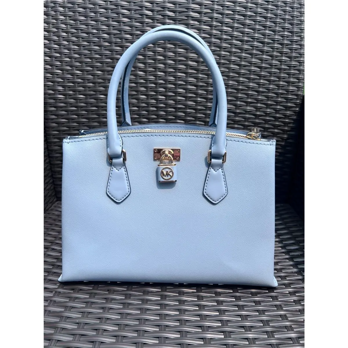 Michael Kors Satchel Ruby Medium Leather Bag Pale Blue