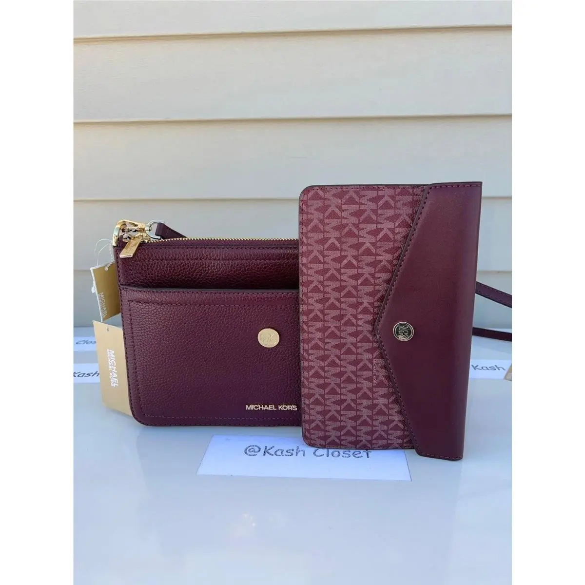 Michael Kors Crossbody Bag Maisie 3 in 1 Medium Pebbled Leather Purse Merlot