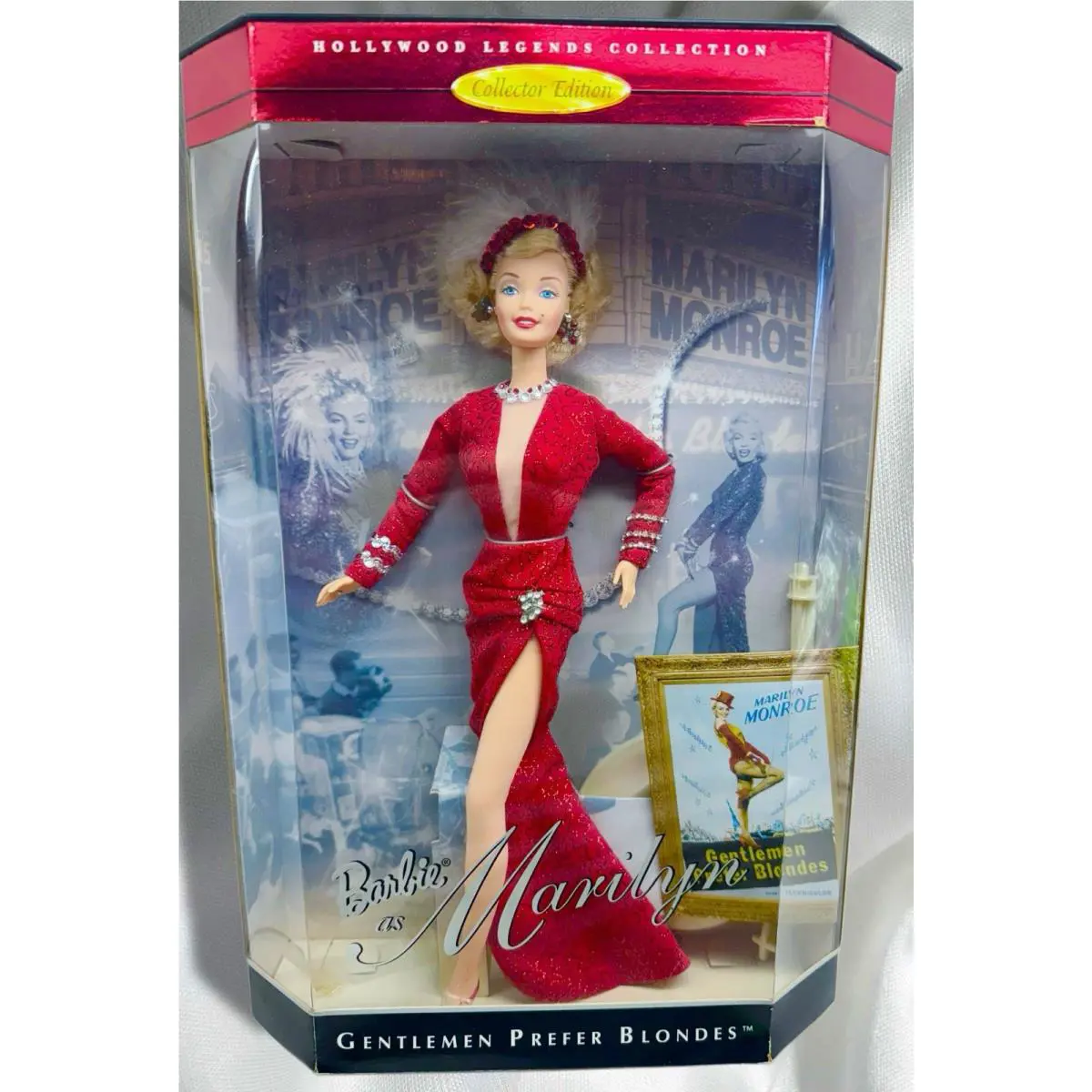 Barbie Marilyn Monroe Gentlemen Prefer Blondes Mattel Vintage 1997 Red Gown Nrfb
