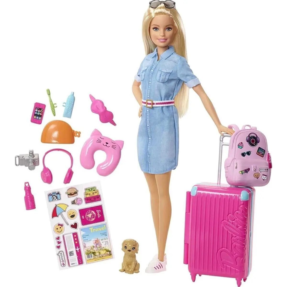 Best Baby Girl Gift Barbie Adventure Travel Doll with All Traveling Accessories