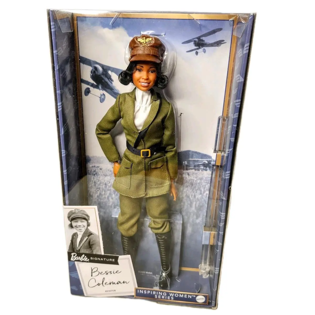 Bessie Coleman Barbie Doll Inspiring Women Airplane Pilot African-american Nrfb