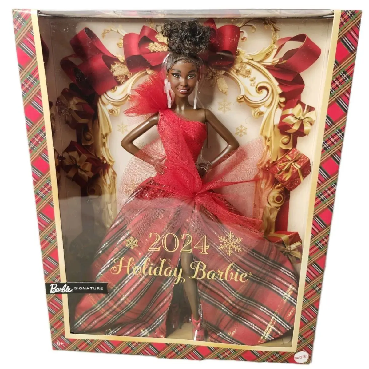 2024 Holiday Barbie 11.5 Fashion Doll African American Xmas Plaid Dress Nrfb